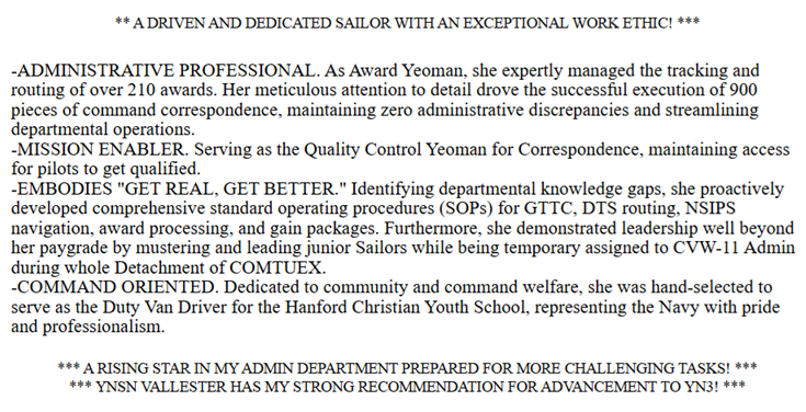 Navy Eval of the Week